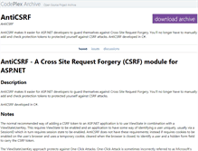 Tablet Screenshot of anticsrf.codeplex.com